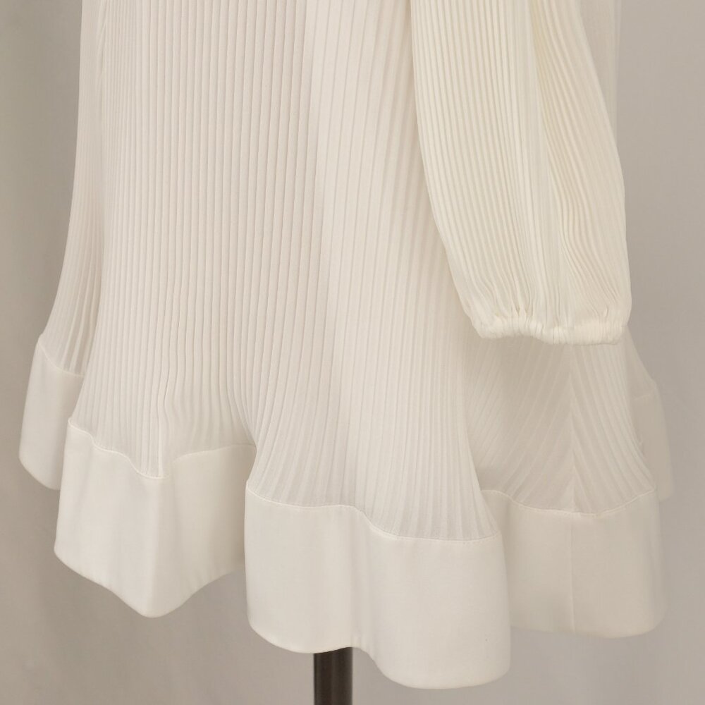 Milly Liv Pleated Bow Belted A-Line Minidress, White, US 4 - Picture 7 of 10